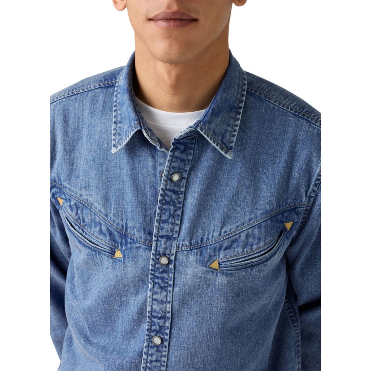 Chemise en coton bleue unie coupe regular pourvue d'un col à rabats bleue, LEVI'S