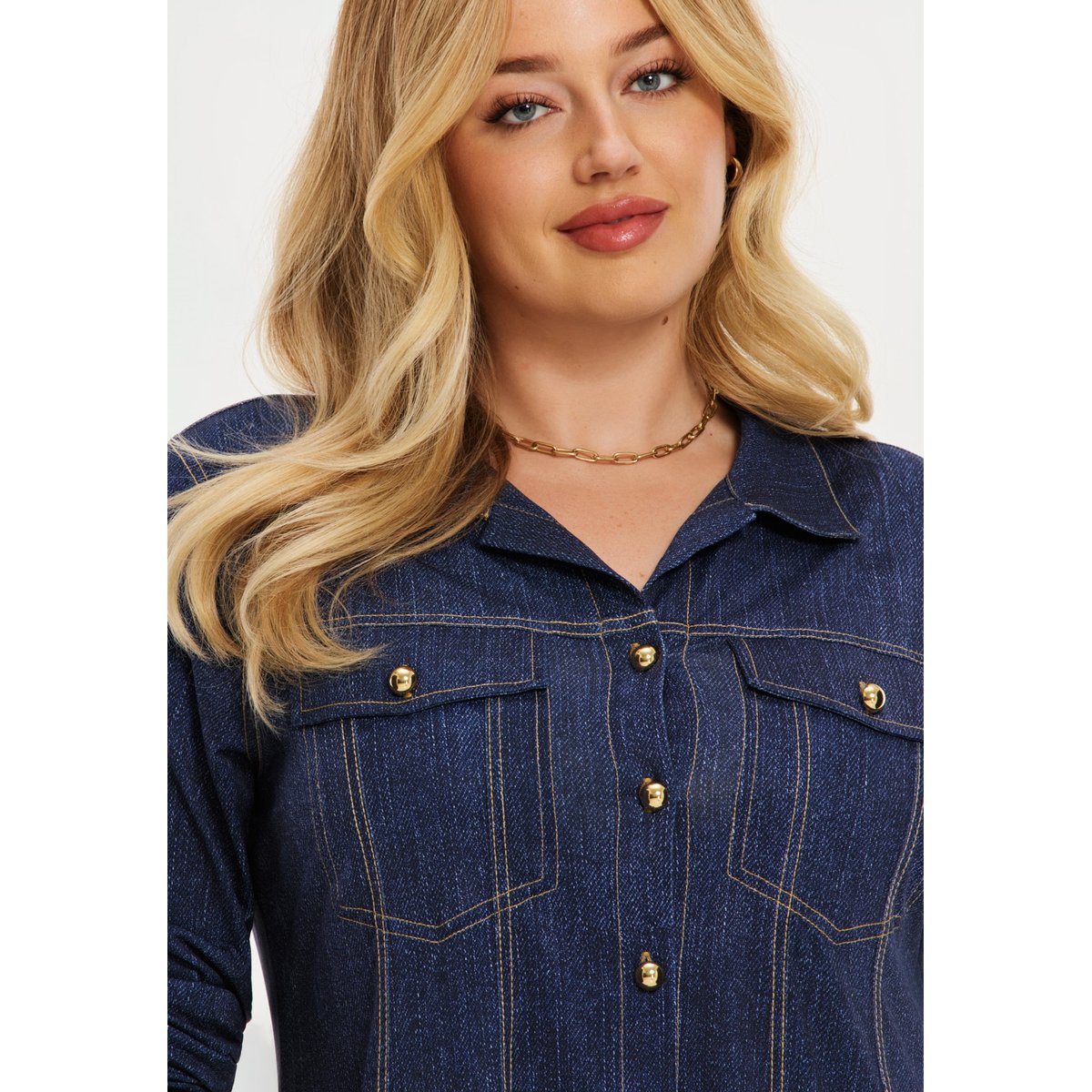 Chemisier Flare Fit bleu, YOEK