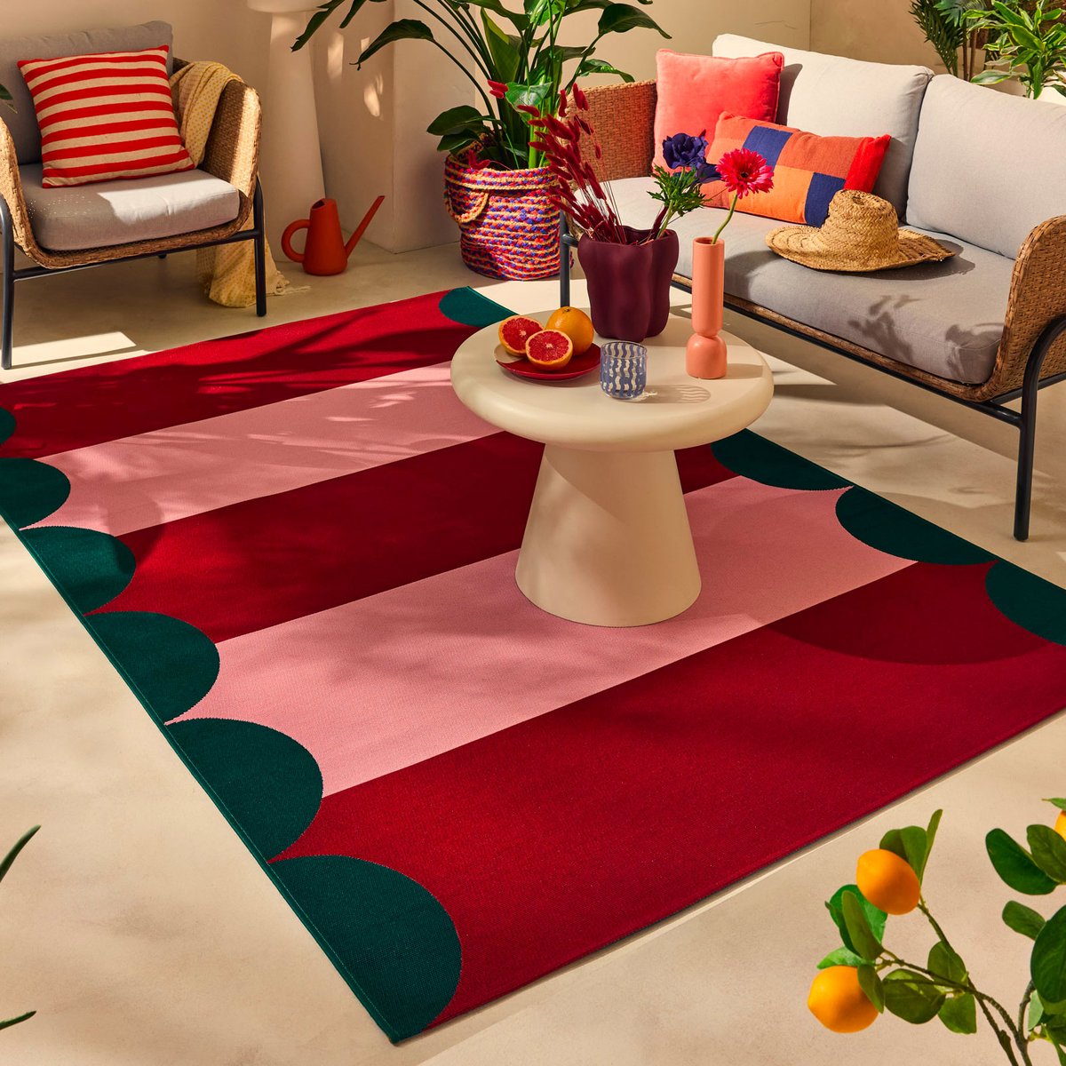 Tapis extérieur festonné AZUR rouge, NAZAR RUGS