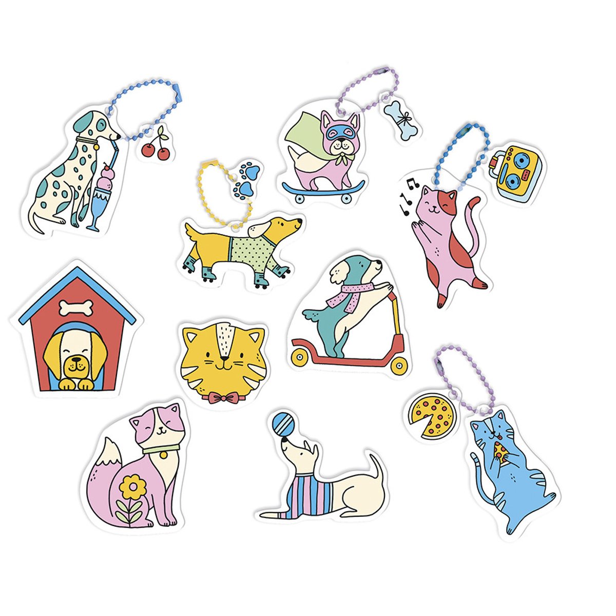 Plastique Fou - 10 Décos Chats Et Chiens couleur unique, JANOD