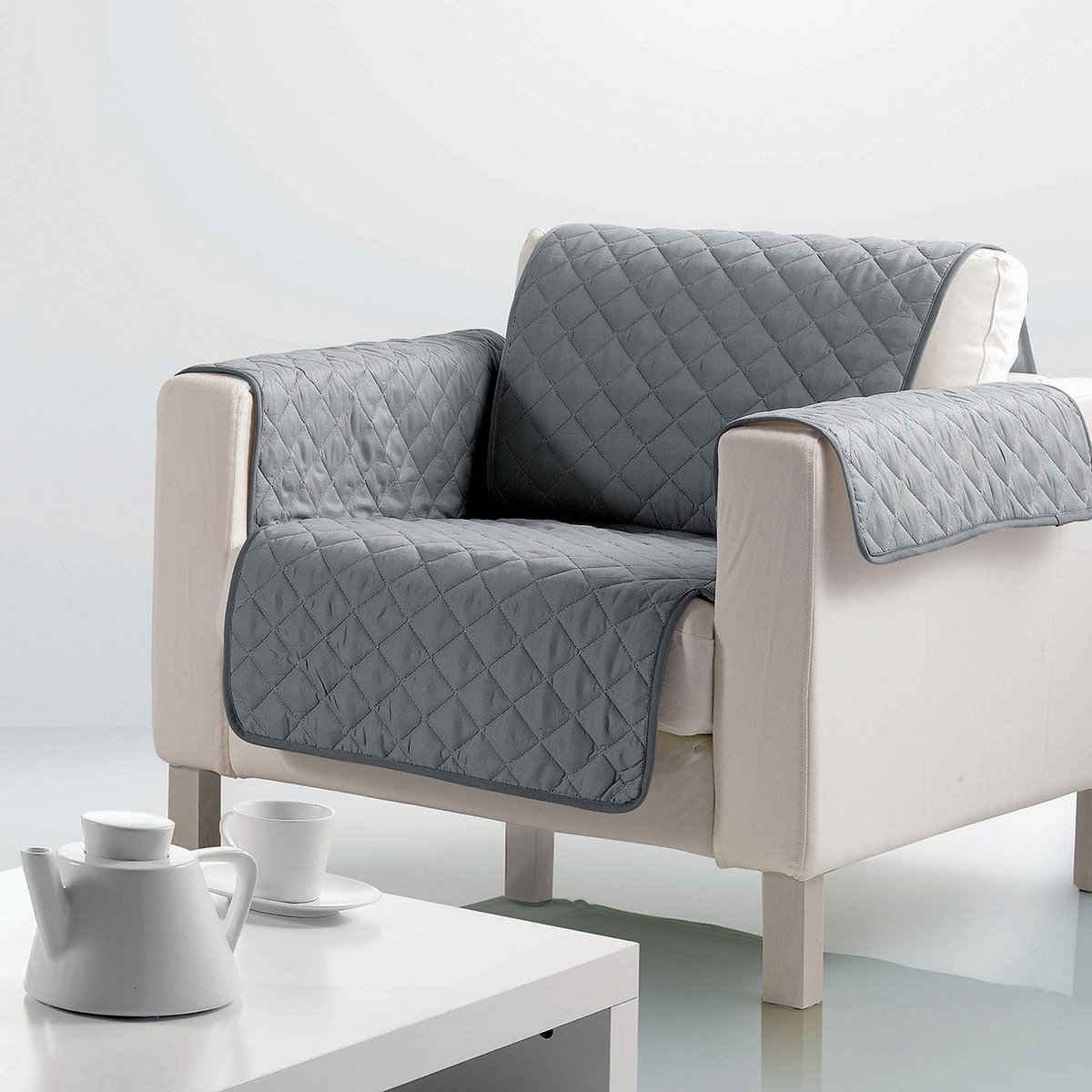 Protège fauteuil Polyester gris, EDEN