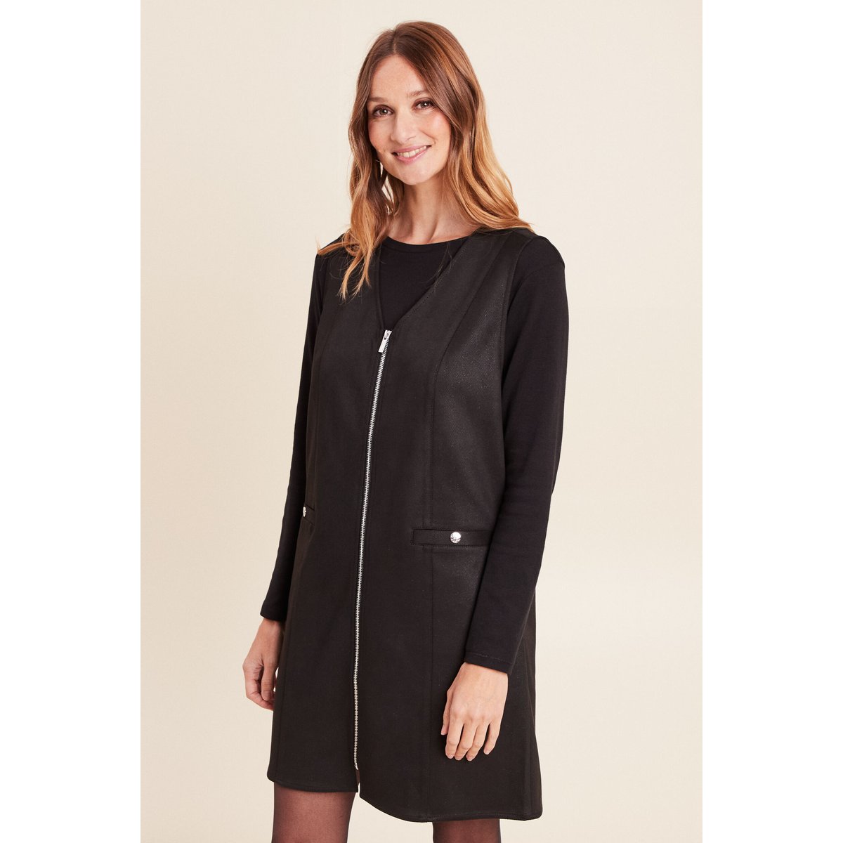 Robe chasuble suédine noir, BREAL