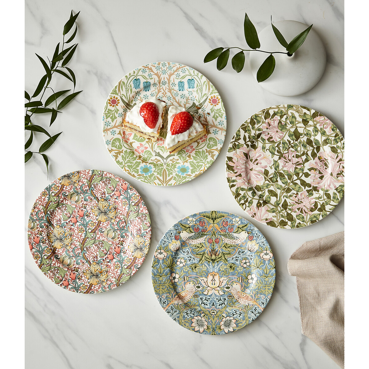 Set of 4 Morris & Co. Assorted Dessert Plates multi-coloured, MORRIS & CO.