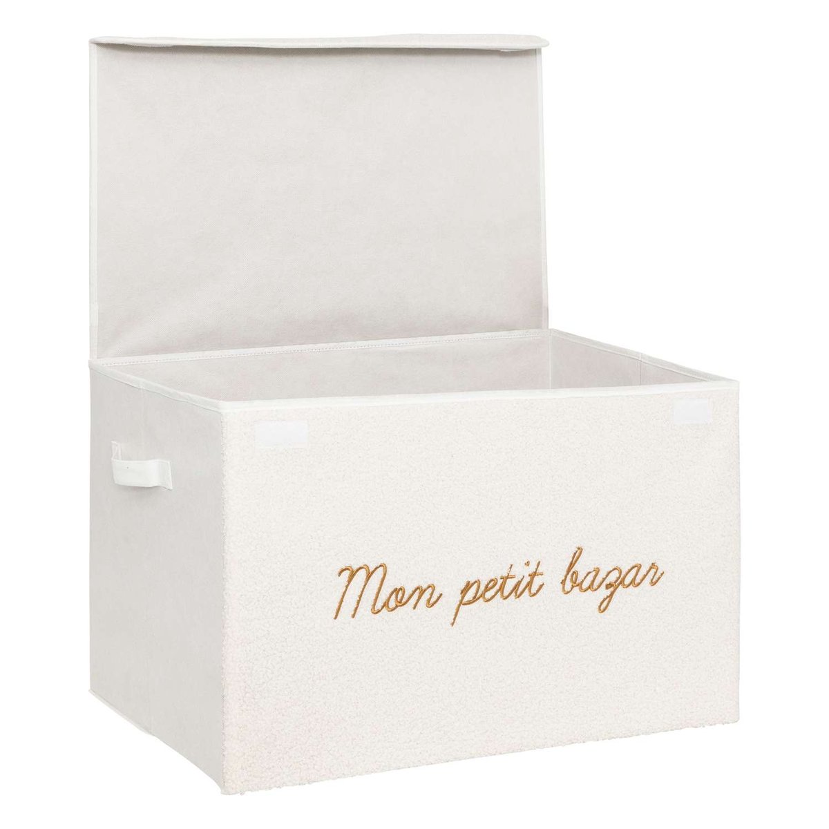Coffre rangement en bouclette YUKI blanc, ATMOSPHERA