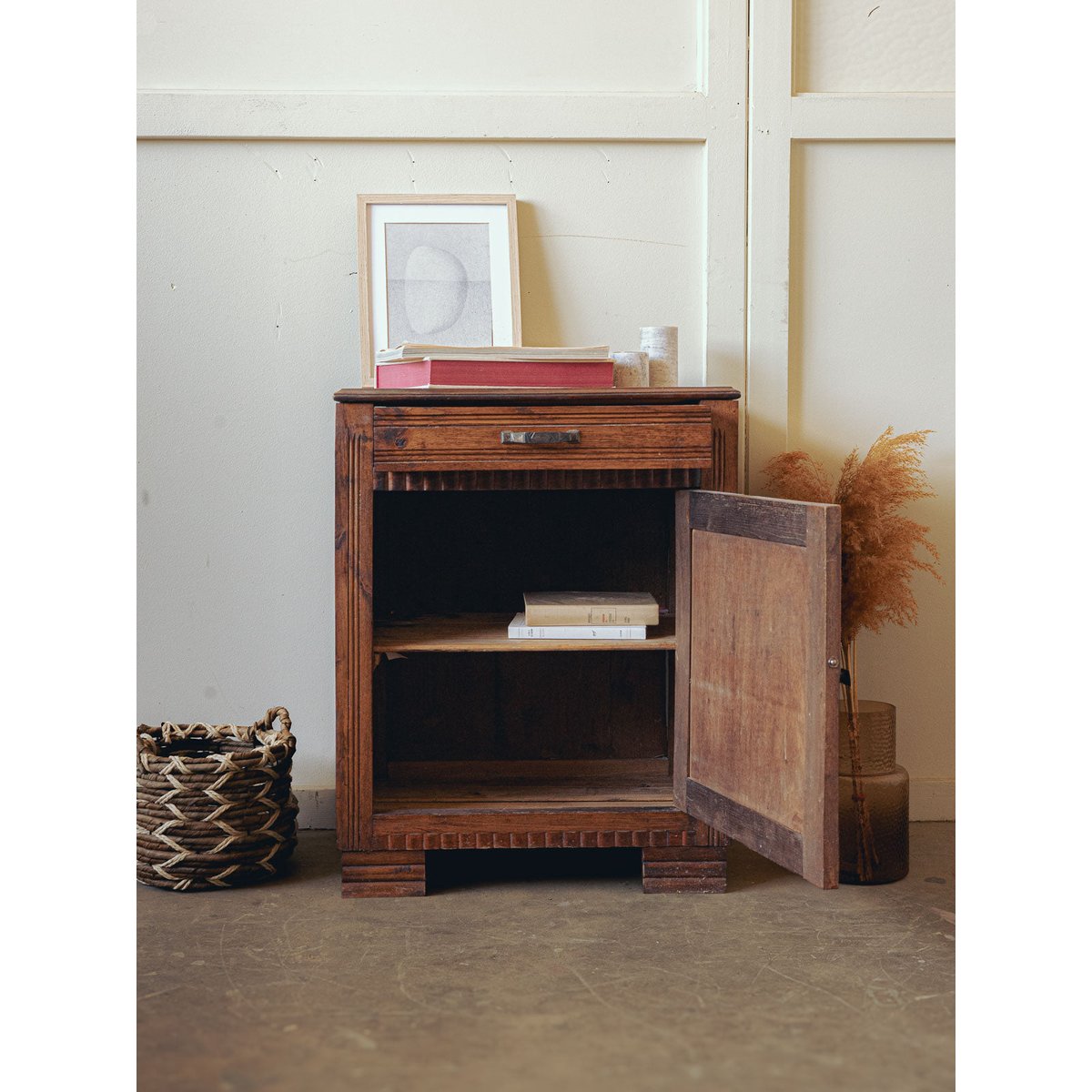 Buffet confiturier de ferme en bois brut Gilbert N°1665 - Bon état bois foncé, DEBONGOUT