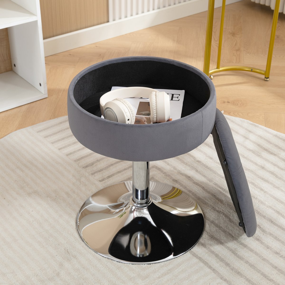 Tabouret de bar Velours Gris gris, HOMCOM