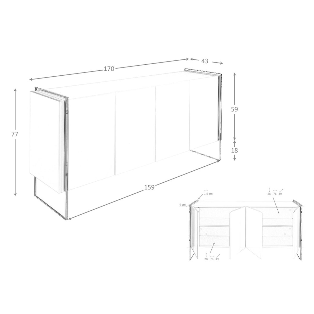 Buffet bois et verre trempé verre | blanc, ANGEL CERDA