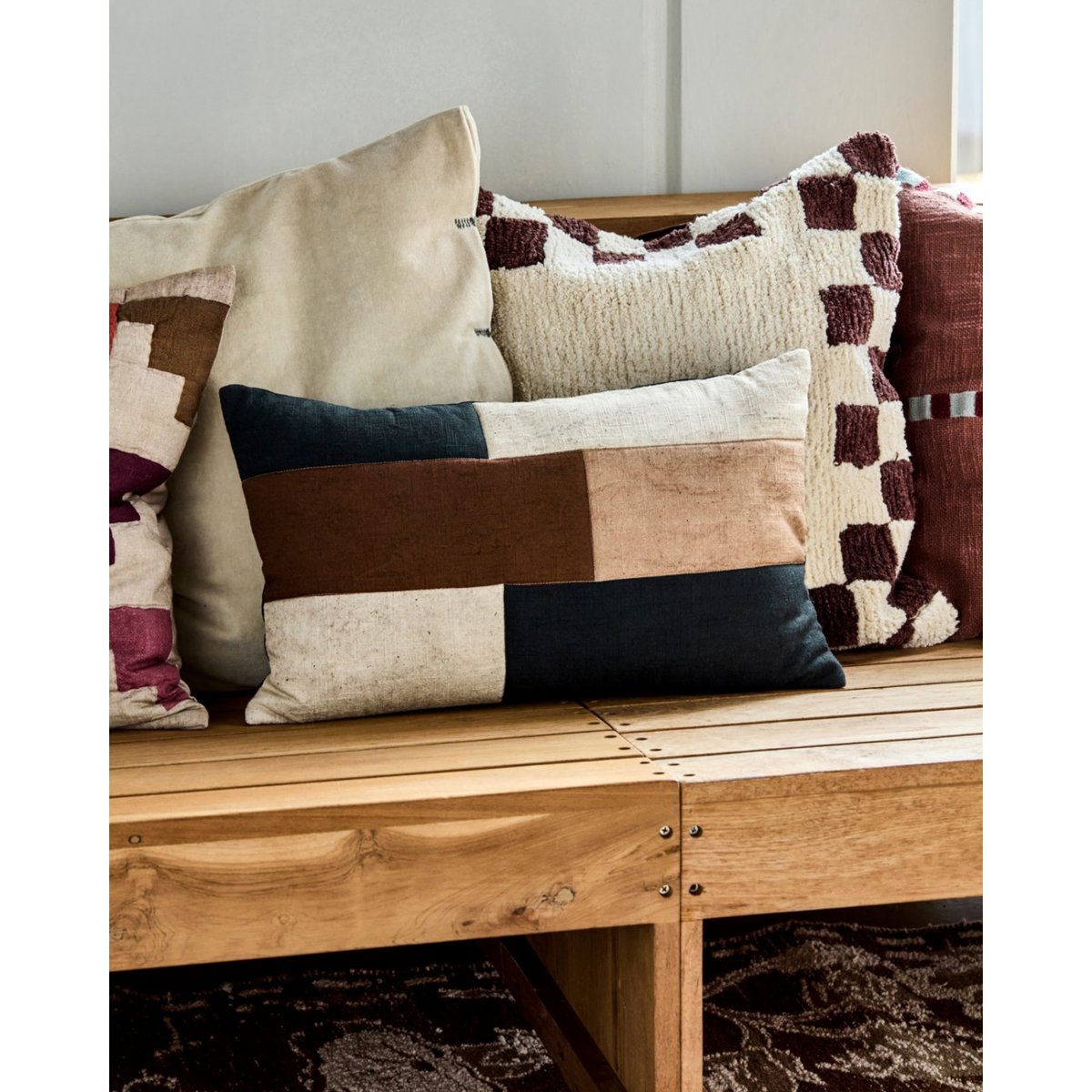 Housse de coussin en coton Patch 30x50 cm noir, sable, marron, HOUSE DOCTOR