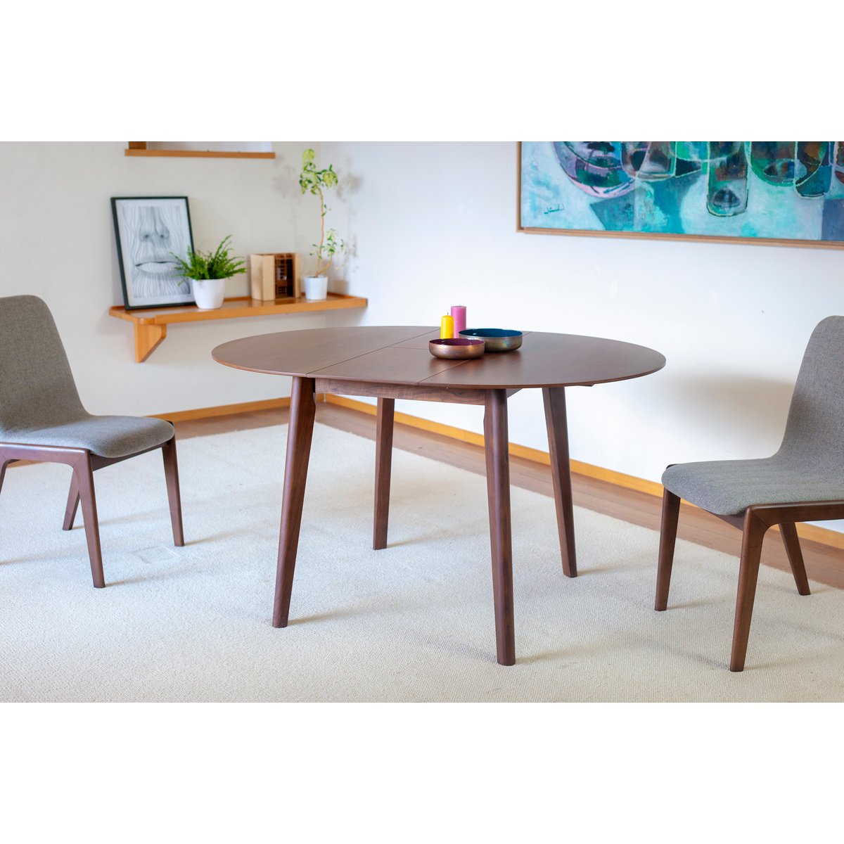 Table à rallonge en noyer CRISTINA bois foncé, PRODUIT INTERIEUR BRUT