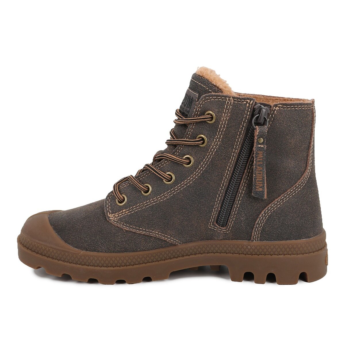 Botins em pele forrados PAMPA ZIP WL PILOT castanho escuro, PALLADIUM