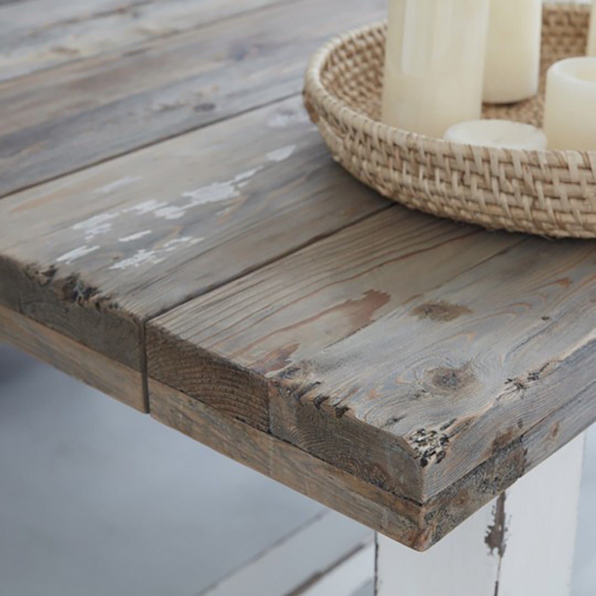 Table en bois recyclé massif 8 pers.  ATLANTIC blanc, BERAH GETAH