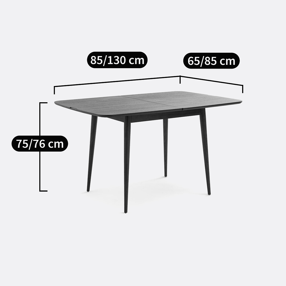 Table à manger, extensible, plaqué noyer, pieds fuselés, 2 à 6 personnes, AYLIN coloris noyer, LA REDOUTE INTERIEURS