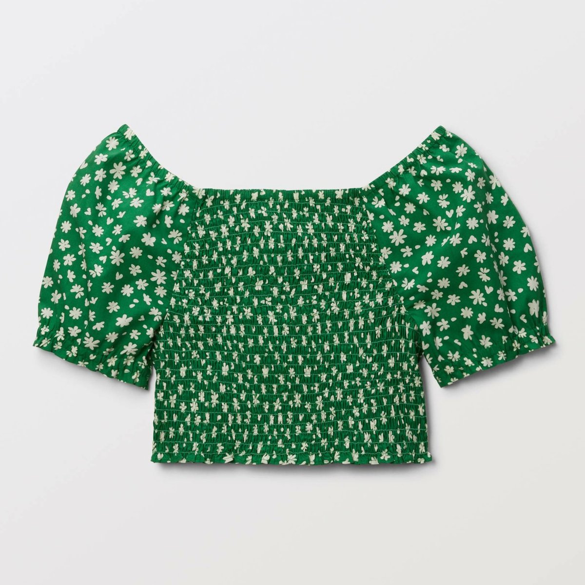 Blouse à smocks imprimé salade, MONOPRIX