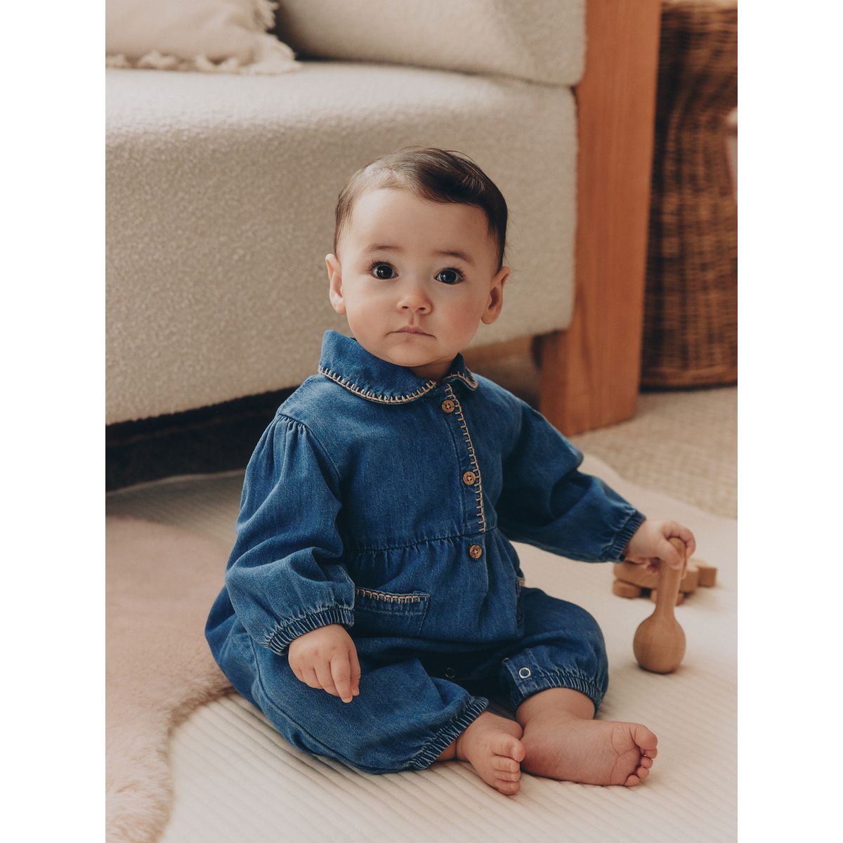 Barboteuse bébé bleu jean, NEXT