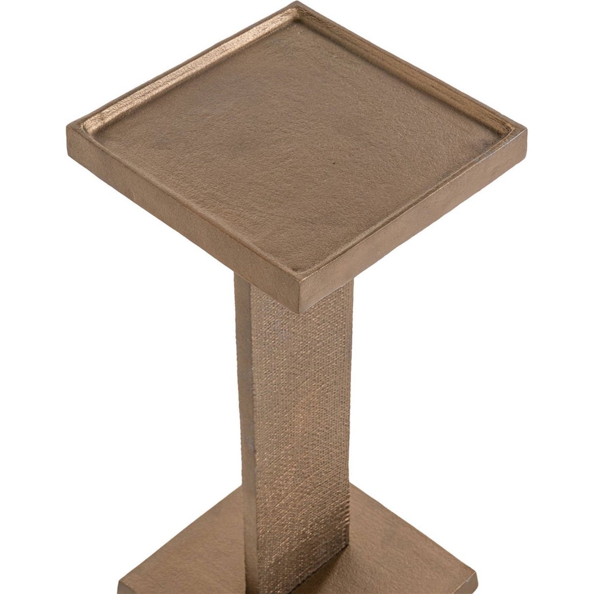Table bout de canapé en aluminium laiton antique, RECOLLECTION
