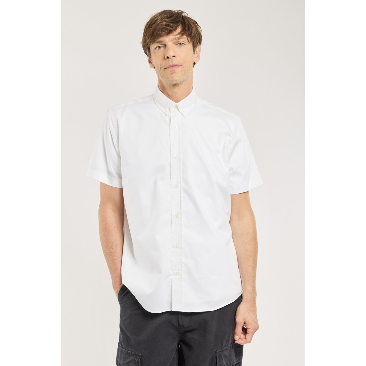 Chemise manches courtes - coton twill blanc, ARMOR-LUX