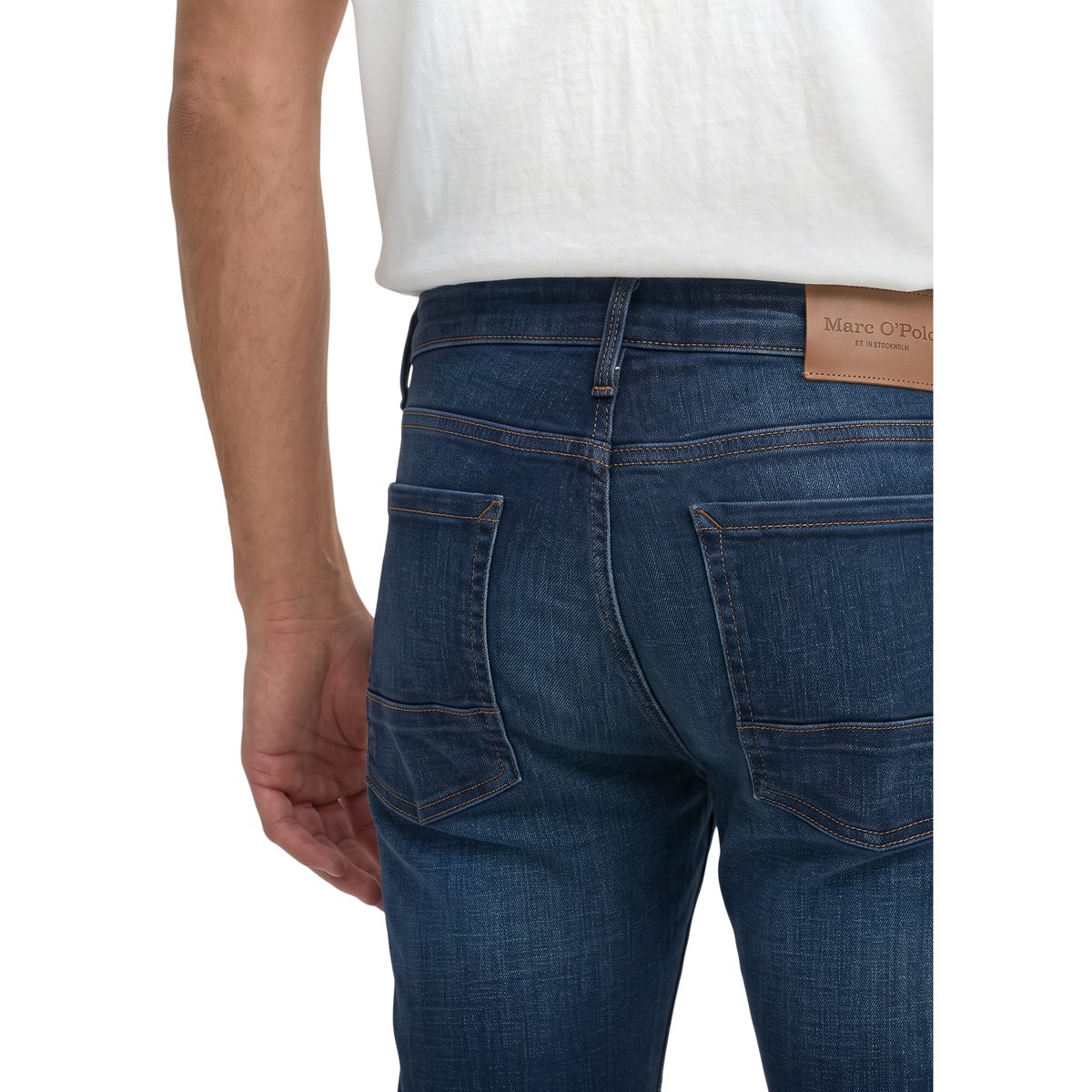 Jeans modèle Sjöbo shaped en coton biologique stretch bleu, MARC O'POLO