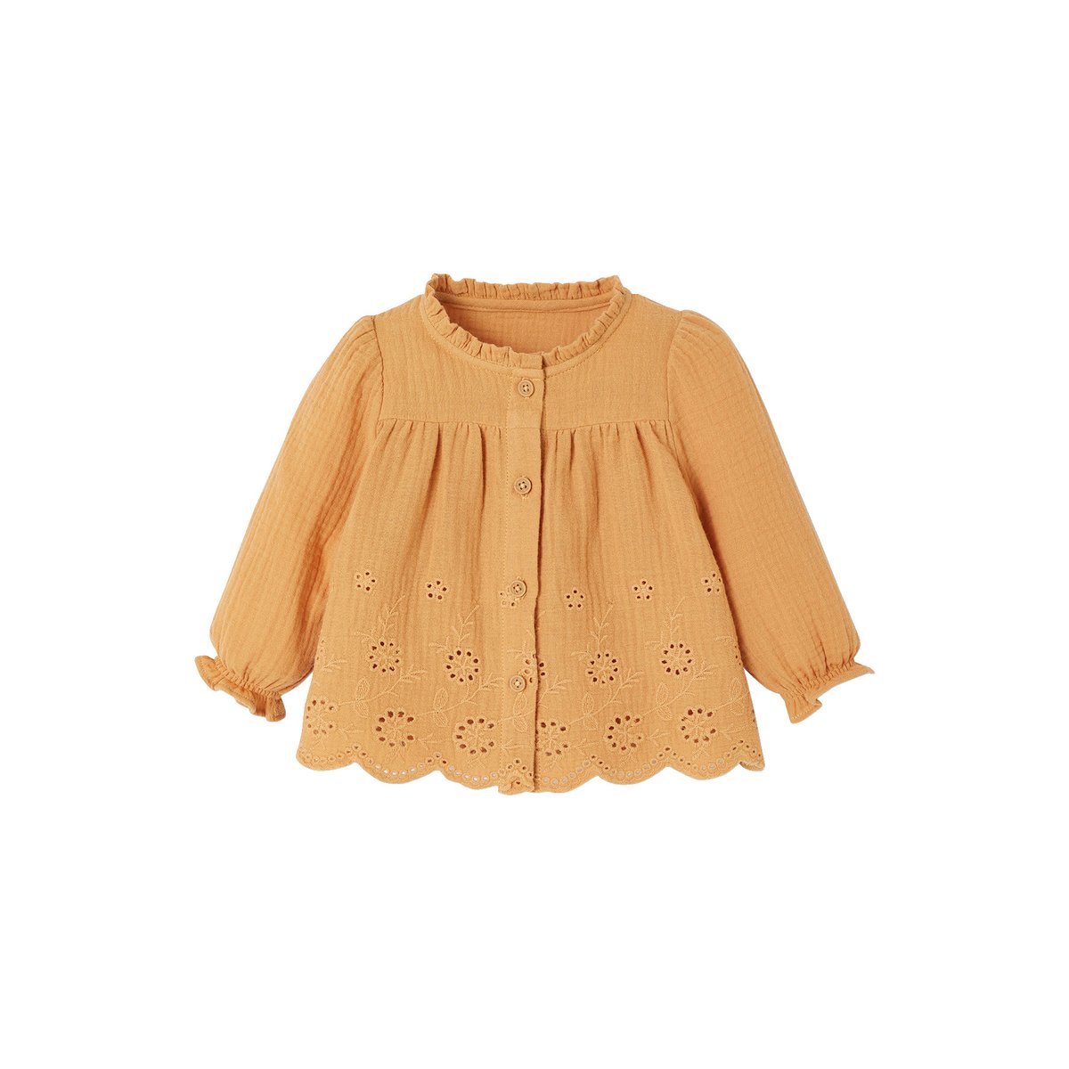 Blouse brodée ocre, VERTBAUDET
