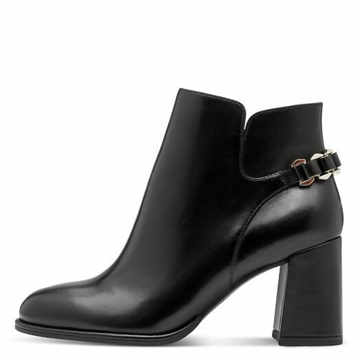 Bottines en cuir noir, TAMARIS
