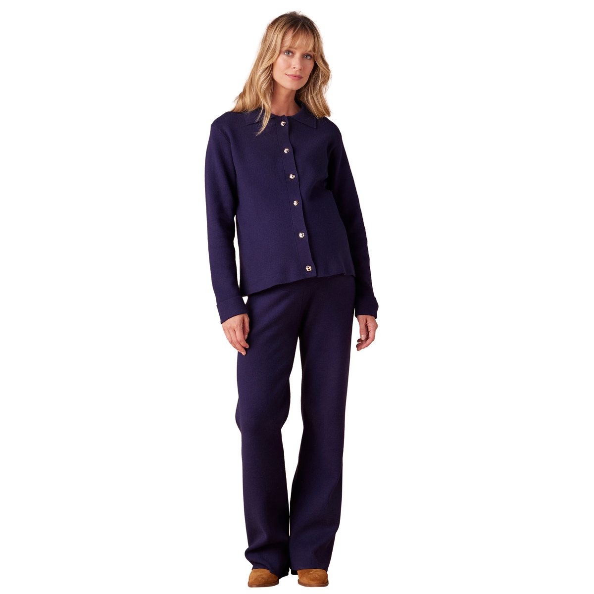 Ensemble gilet et pantalon large en trico marine, ENVIE DE FRAISE