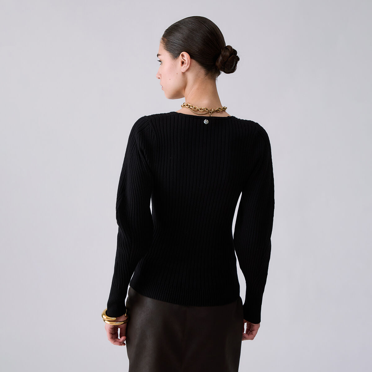 Pull avec manches ballon noir, LIU JO