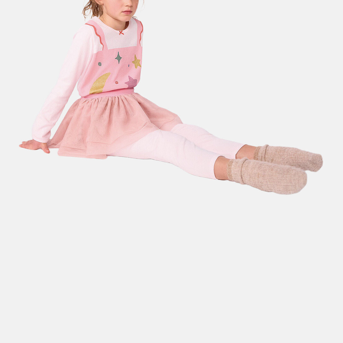 Pyjama déguisement danseuse, en coton rose/blanc, PETIT BATEAU