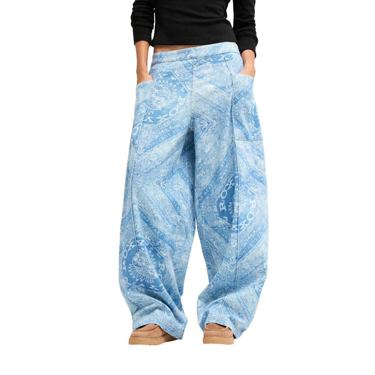 Pantalon cargo de plage évasé BEACH FLIRT. bleu dutch blue bandana, ROXY