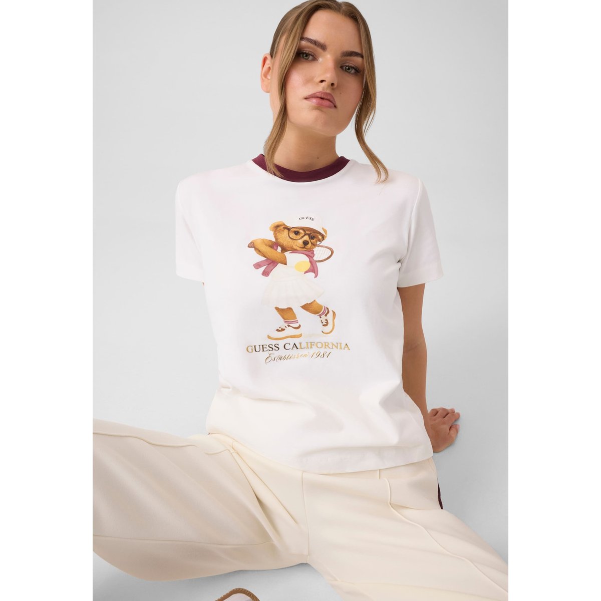 T-Shirt Imprimé blanc, GUESS