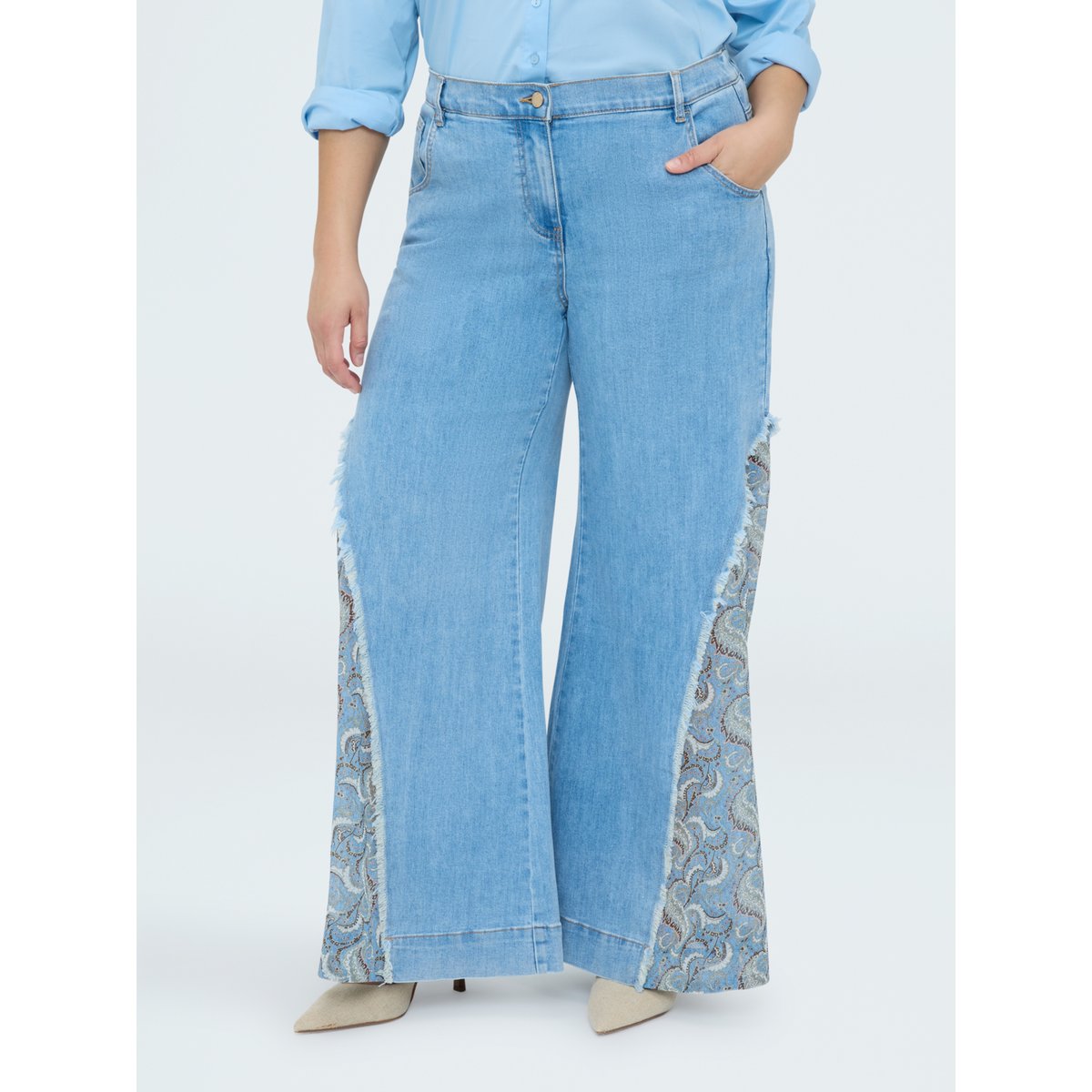 Jean Wide Leg avec insert bandana light - blue, FIORELLA RUBINO