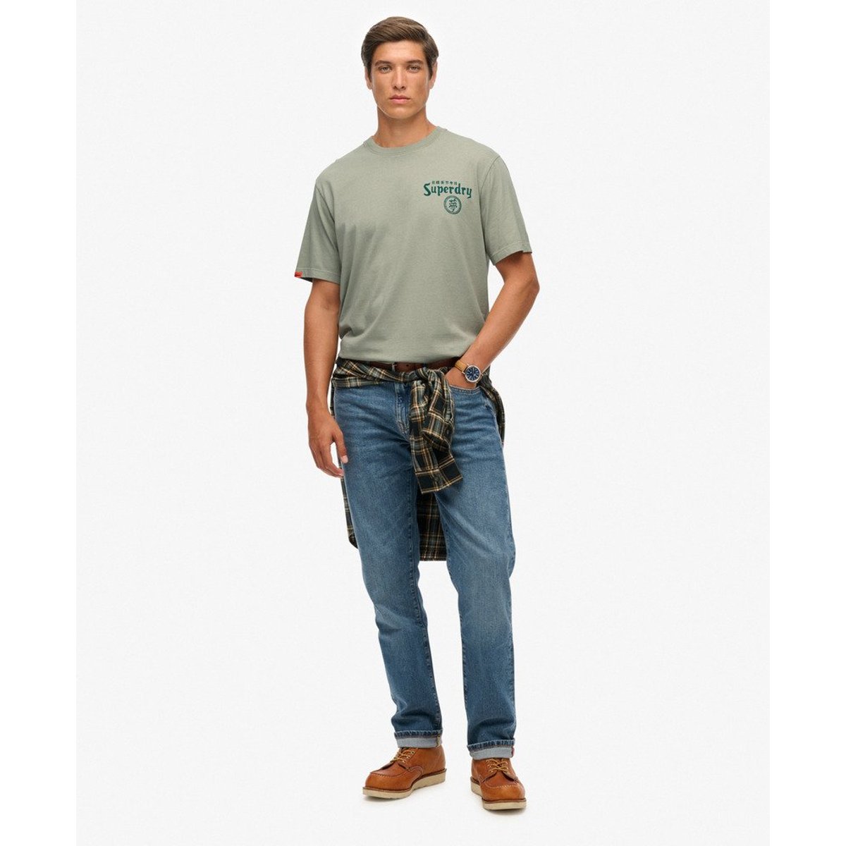 T-Shirt Ample Tokyo Narrative gris ardoise, SUPERDRY