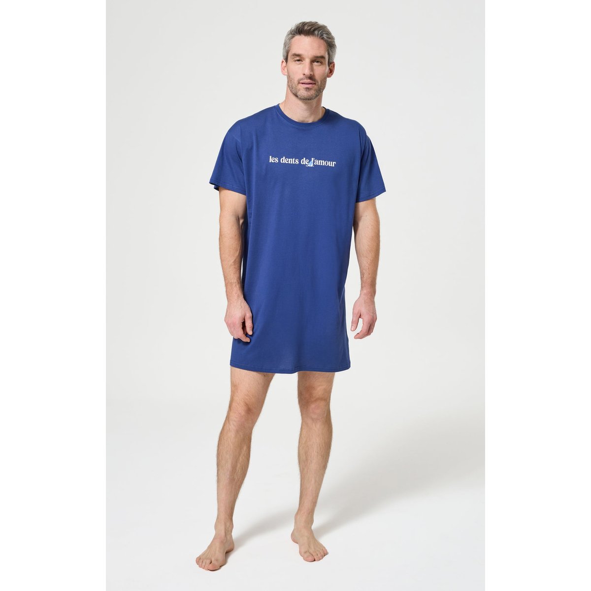 Maxi Tee-Shirt en coton imprimé Les dents de l'amour marine, ARTHUR