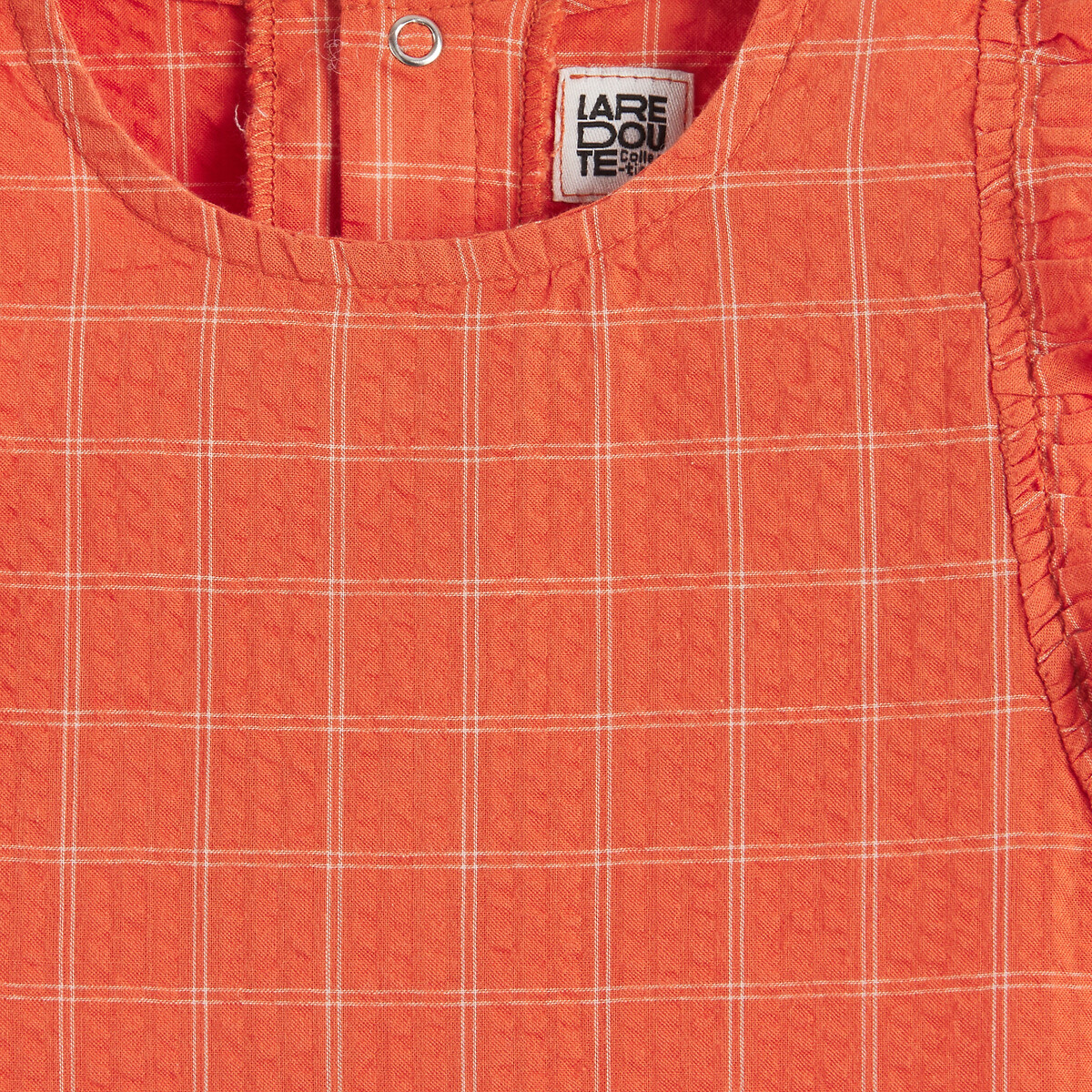 Combishort à carreaux, manches volantées marron, LA REDOUTE COLLECTIONS