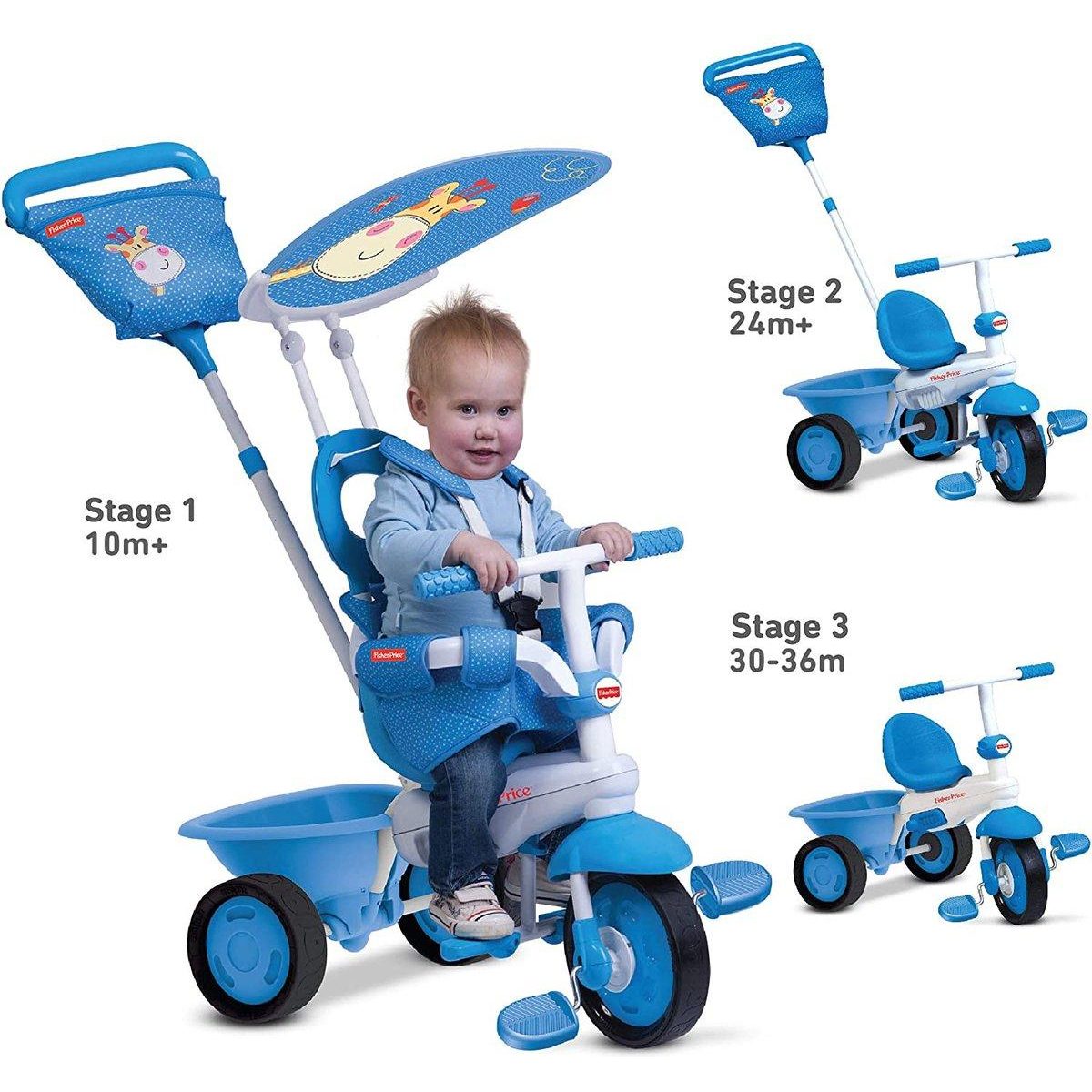 Tricycle Elite blanc - bleu couleur unique, SMARTRIKE