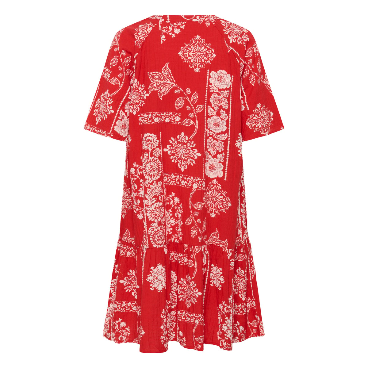 Robe rouge red ethnic print, CREAM