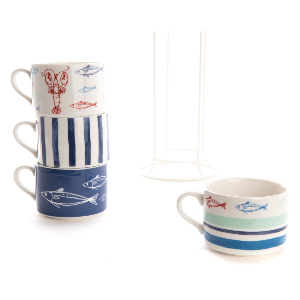 Coffret 4 tasses déjeuner Ariel blanc, AMADEUS