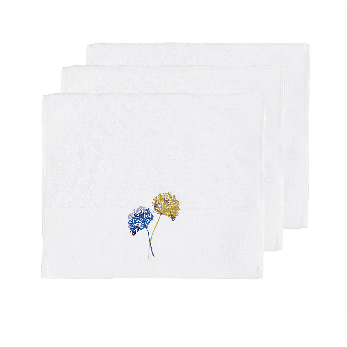 Lot de 3 Serviettes invité AGATHA blanc, SENSEI MAISON