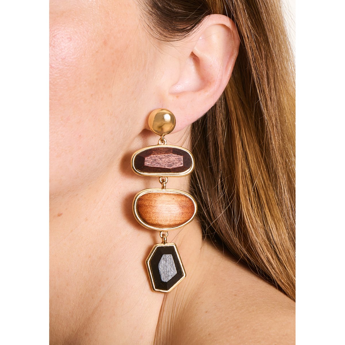 Boucles d'oreilles pendantes bois bois, LA FEE MARABOUTEE