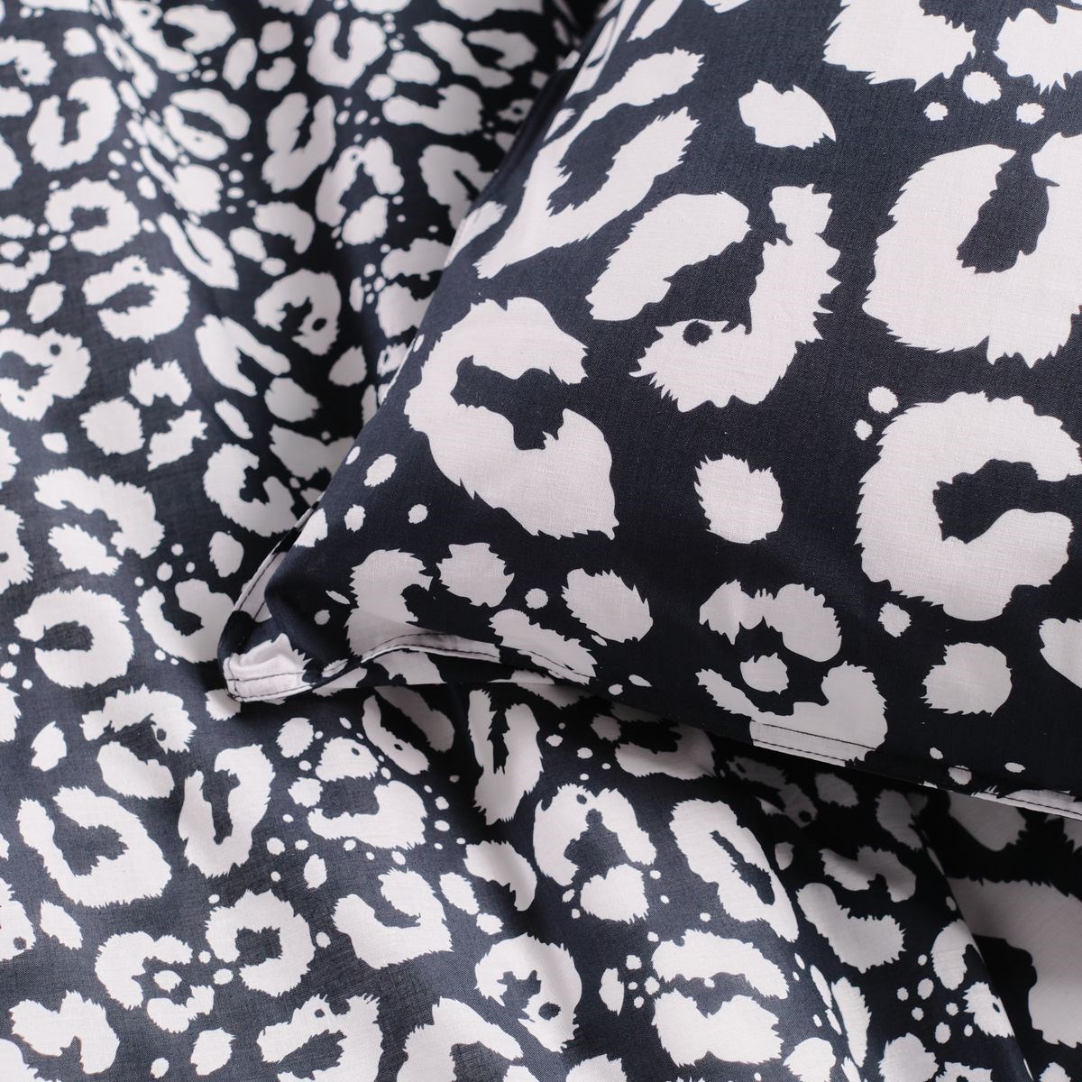 Parure de lit imprimé animalier coton SUNSHINE LISON noir, TODAY