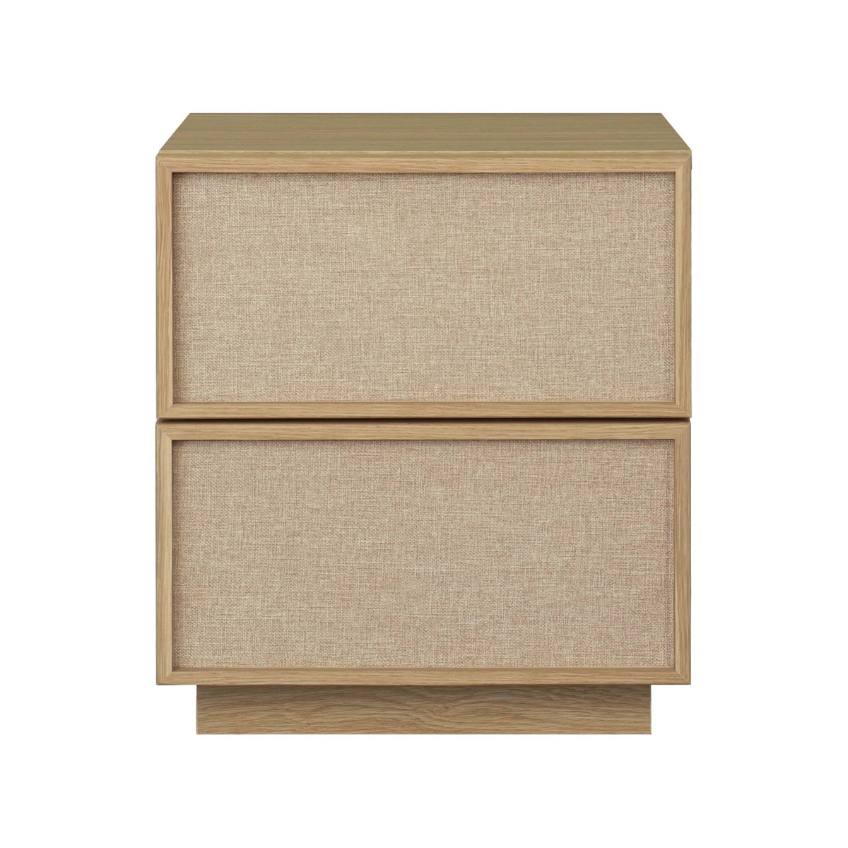 Table de chevet décor bois et tissu 2 tiroirs KUBA beige, SWEEEK