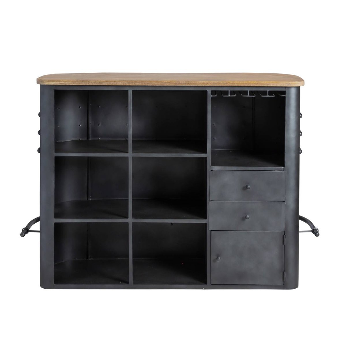 Meuble bar en métal et bois de manguier LOCKER gris, MADE IN MEUBLES