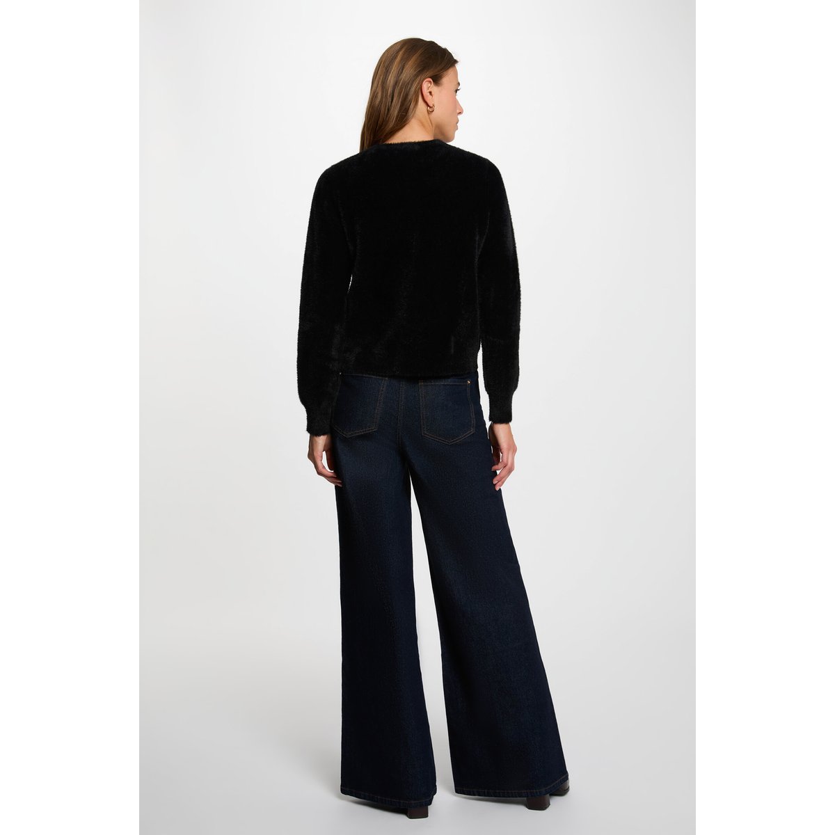 Gilet maille duveteuse noir, MORGAN