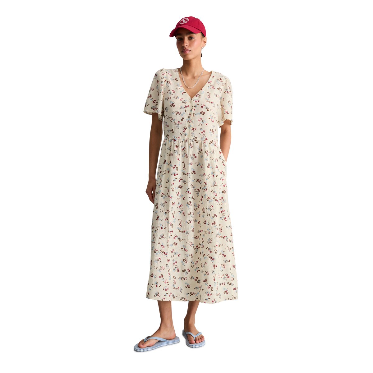 Robe imprimée regular en mélange de viscose avec une légère structure blanc, MARC O’POLO DENIM
