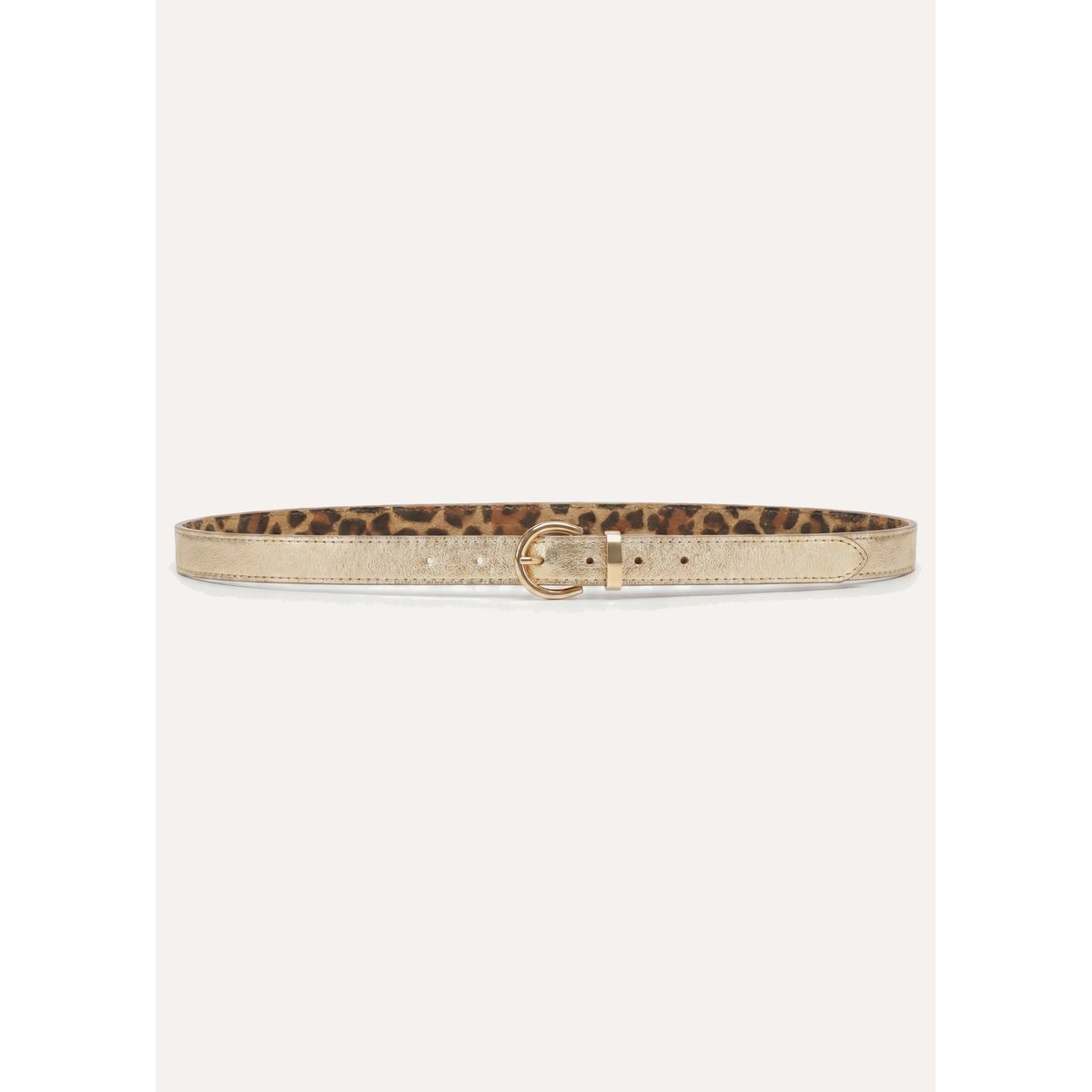 Ceinture fine réversible en cuir gold/marron, LA FEE MARABOUTEE