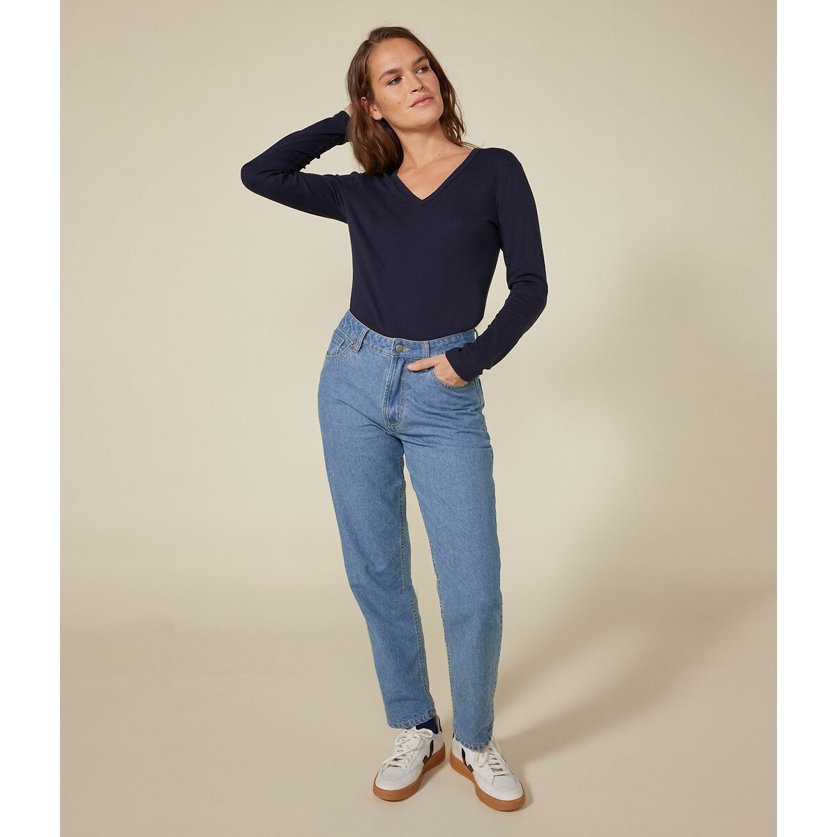 T-shirt l'Iconique manches longues marine, PETIT BATEAU