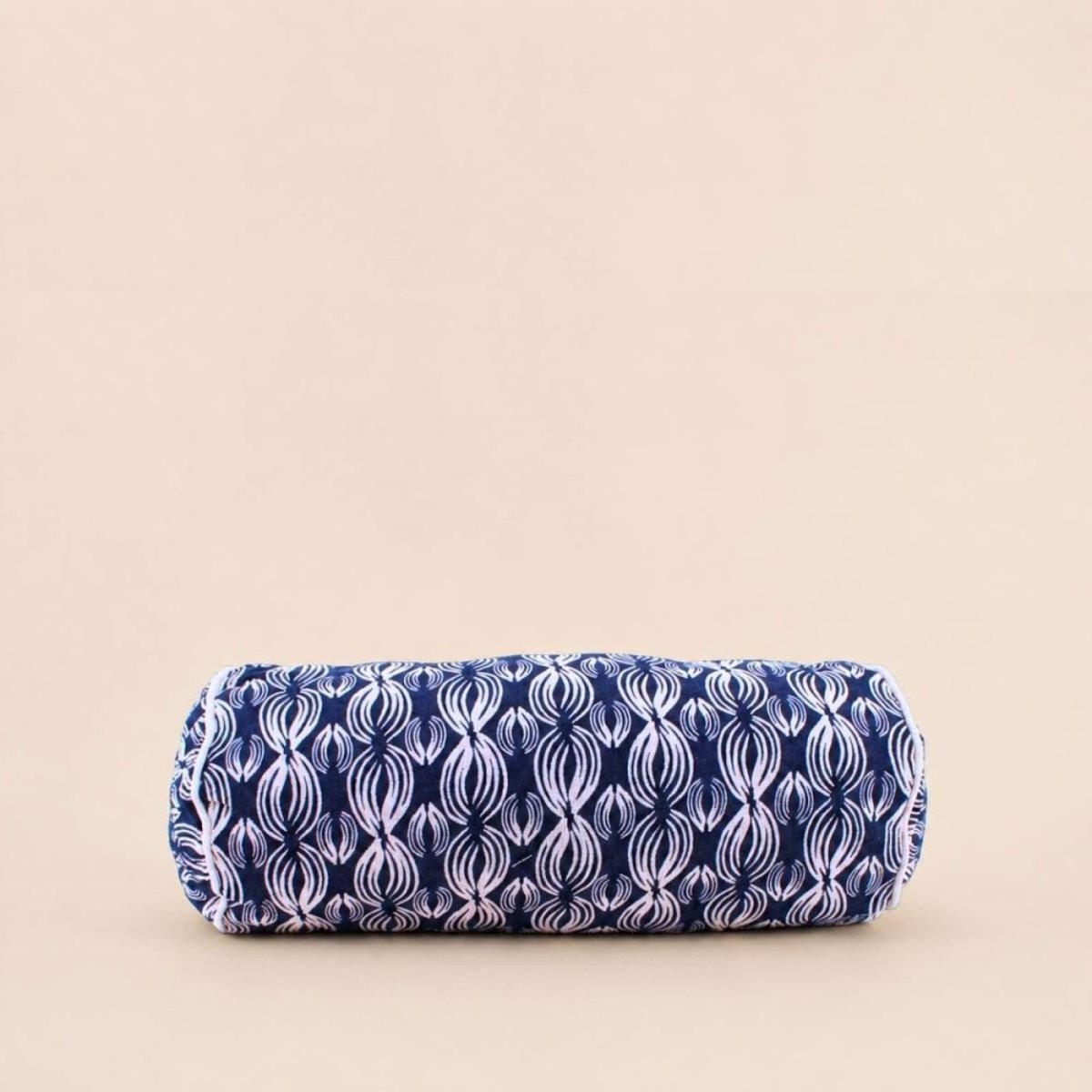 Coussin polochon imprimé géométrique 16x38cm bleu, ORNAMI