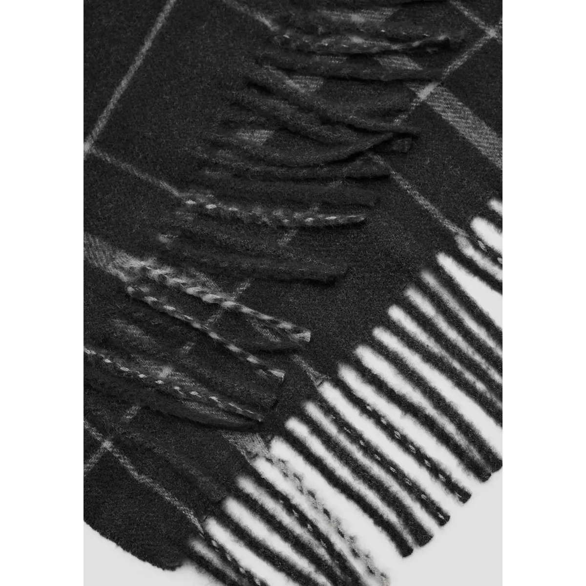Écharpe à carreaux à franges gris, MANGO MAN