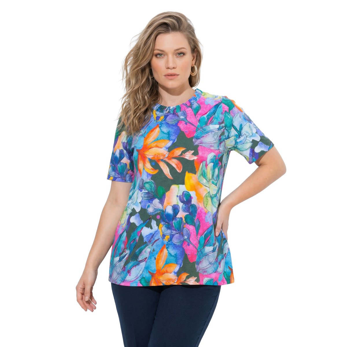 T-shirt en coton bio, motif artichauts kaki, ULLA POPKEN