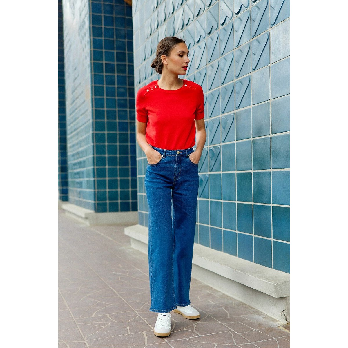 Jean mom denim stretch ZEPHYR denim délavé, LA PETITE ETOILE