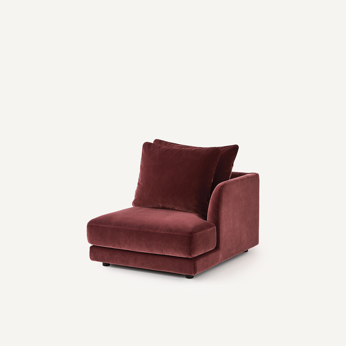 Demi-canapé droit, modulable en velours, TIBERIO grenat, AM.PM