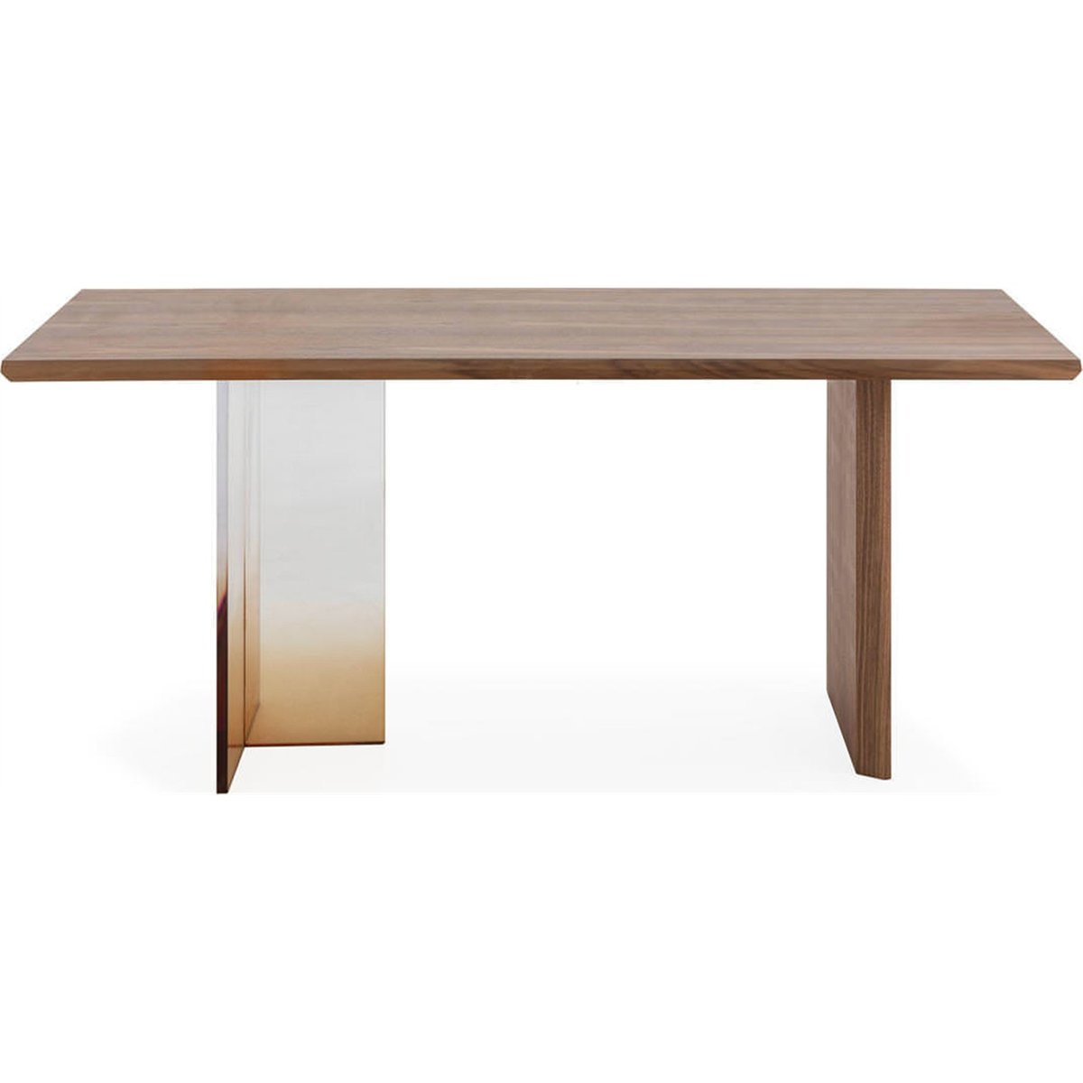 Table à manger en noyer et méthacrylate noyer, transparent, ambre, RECOLLECTION